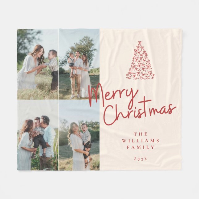 Couverture Polaire Modern Classic Christmas Photo Elegant (Devant (Horizontal))