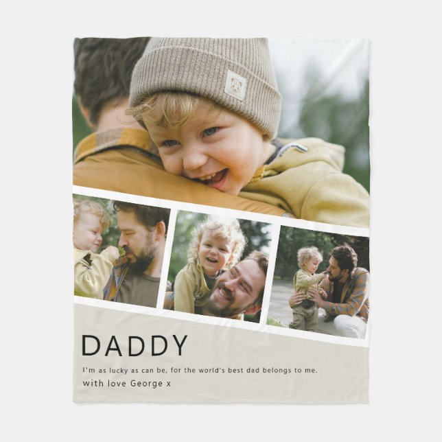 Couverture Polaire Modern Daddy Photo Strip Collage (Devant)