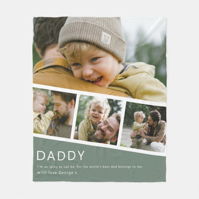 Couverture Polaire Modern Daddy Photo Strip Collage Green (Devant)