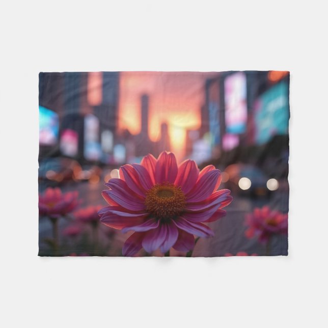 Couverture Polaire Modern Dusk Daisies (Devant (Horizontal))