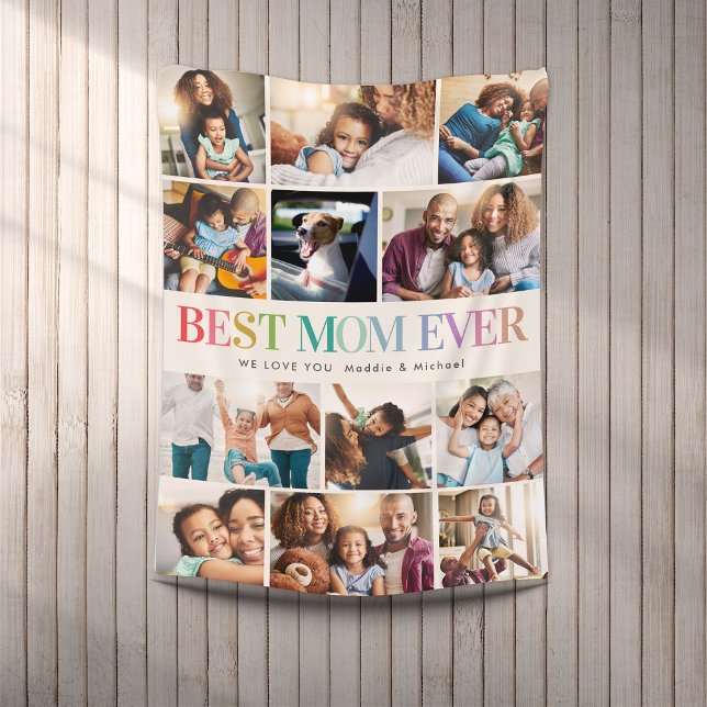 Couverture Polaire Modern Rainbow Best Mom Ever 12 Collage photo (Créateur téléchargé)