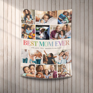 Couverture Polaire Modern Rainbow Best Mom Ever 12 Collage photo