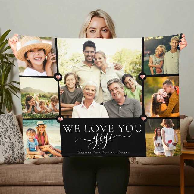 Couverture Polaire Modern We Love You Gigi Family Photo Collage Fleec (Créateur téléchargé)