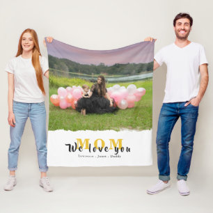 Couverture Polaire Modern We Love You Mom Photo Collage Journée de l