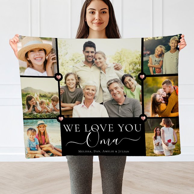 Couverture Polaire Modern We Love You Oma Family Photo Collage Fleece (Créateur téléchargé)