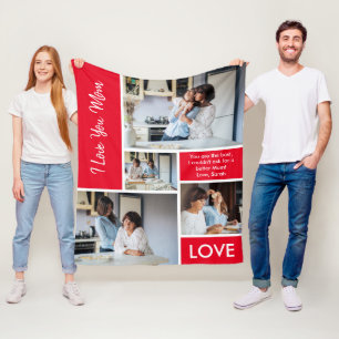 Couverture Polaire Modern We Love You Red Photo Collage