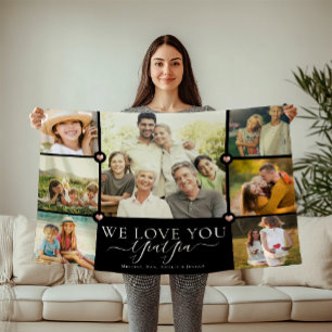 Couverture Polaire Modern We Love You YiaYia Family Photo Collage Fic