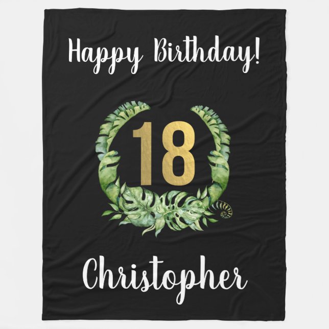 Couverture Polaire Moderne 18e anniversaire Noirs garçons Nom (Devant)