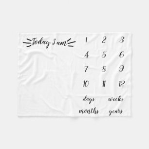 Couverture Polaire Moderne Aujourd'Hui Je Suis Baby Milestone Blanket