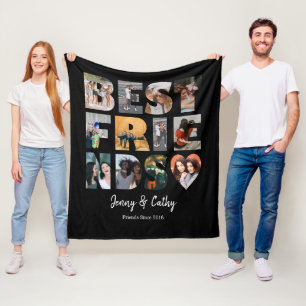 Couverture Polaire Moderne Best Friends Besties Photo Collage noir