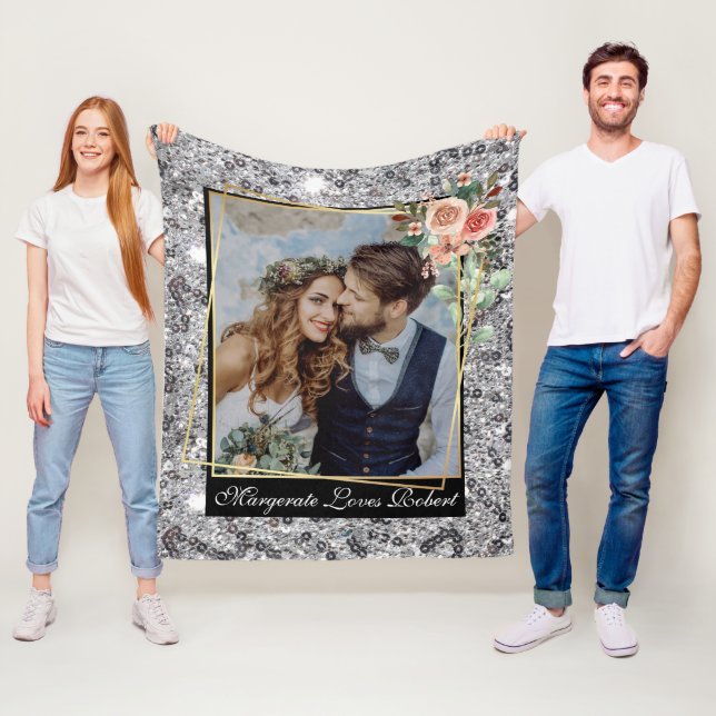 Couverture Polaire Moderne Chic Mariage Love Couple Parties scintilla (En situation)