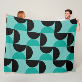 Couverture Polaire Moderne de milieu de siècle noir et vert menthe