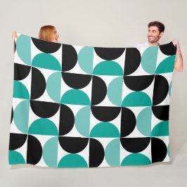 Couverture Polaire Moderne du milieu du siècle Noir blanc et menthe