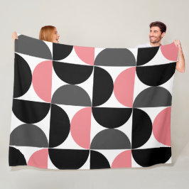 Couverture Polaire Moderne du milieu du siècle Rose Noir et Blanc