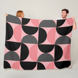 Couverture Polaire Moderne du milieu du siècle Rose noir et gris