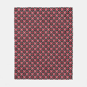Couverture Polaire Moderne élégant carreaux noir rouge argent