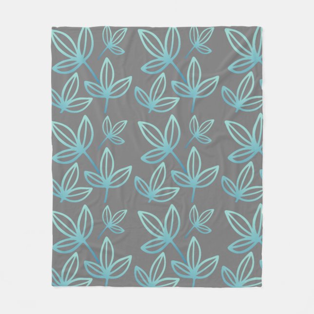 Couverture Polaire Moderne Elégant Feuille Turquoise (Devant)