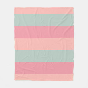 Couverture Polaire Moderne Elegant rose Pêche Turquoise Modèle rayé