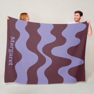 Couverture Polaire Moderne élégant violet & marron nom personnalisé 