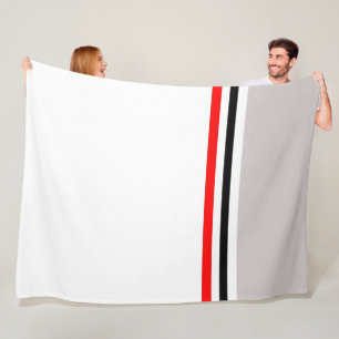 Couverture Polaire Moderne et branché rayé rouge gris noir et blanc