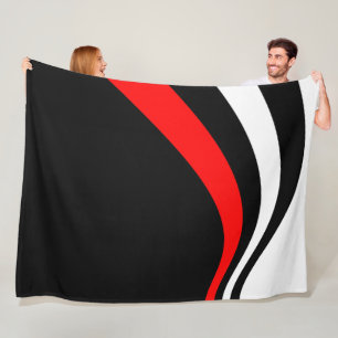 Couverture Polaire Moderne et branché rayé rouge noir et blanc
