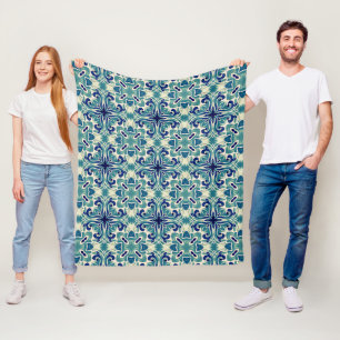 Couverture Polaire Moderne et élégant Orné Turquoise et Motif bleu