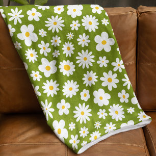 Couverture Polaire Moderne Flat Graphic Daisy Green