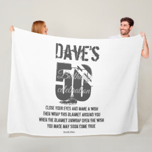 Couverture Polaire Moderne Gras Blanc 50e Tout désir d'anniversaire