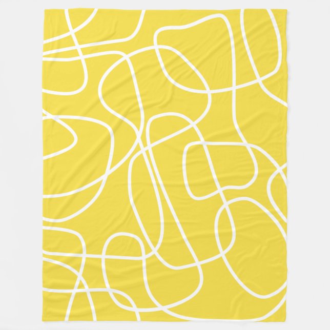 Couverture Polaire Moderne Gras Jaune Blanc Ligne Art Contemporain (Devant)