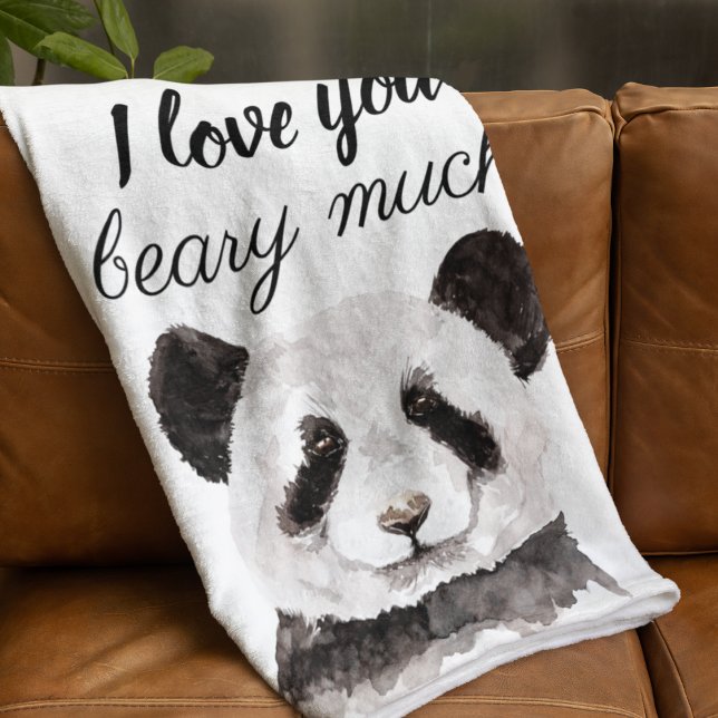 Couverture Polaire Moderne Je T'Aime Beary Beaucoup Panda Noir Et Bla (Créateur téléchargé)