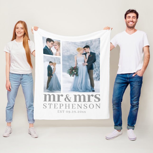 Couverture Polaire Moderne M. ET MRS 3 Mariage photo Keepsaké Fleece (En situation)