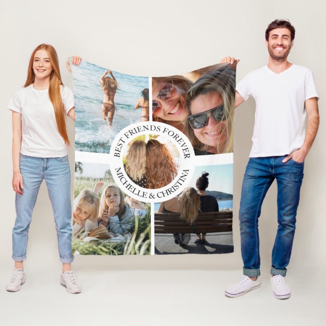 Couverture Polaire Moderne Meilleurs Amis Pour Toujours Collage Photo (En situation)