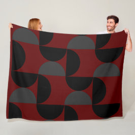 Couverture Polaire Moderne Milieu de Siècle Rouge Noir et Gris
