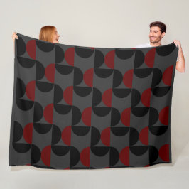 Couverture Polaire Moderne Milieu de Siècle Rouge Noir et Gris