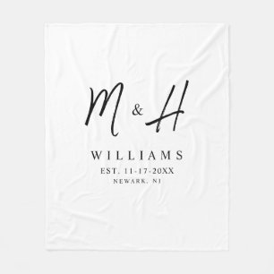 Couverture Polaire Moderne minimaliste Élégant Monogramme Mariage Dat