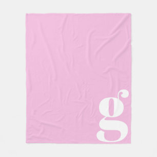 Couverture Polaire Moderne Monogramme Lettre Gras Rose Pâle Minimalis