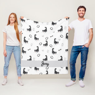Couverture Polaire Moderne motif Border Collie & os en Flat Design