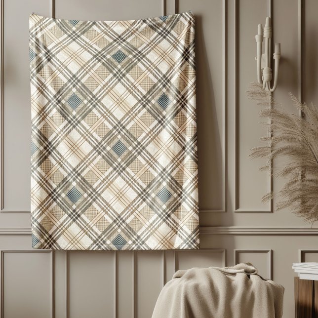 Couverture Polaire Moderne Pastel Neutre Géométrique Ivoire Brown ble (Modern Pastel Neutral Geometric Ivory Brown Blue Fleece Blanket)
