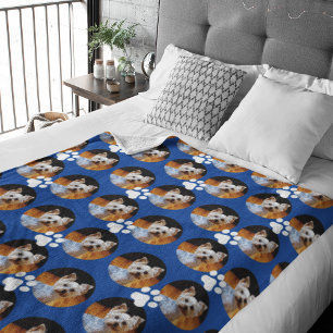 Couverture Polaire Moderne Pet Lover Pet Photo Blue w Empreinte de pa
