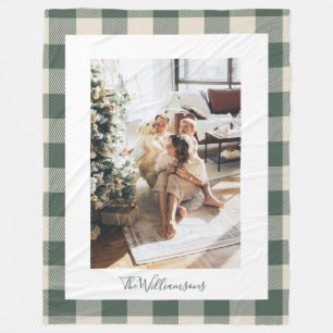 Couverture Polaire Moderne Plaid Vert Forestier Rustique Photo Noël