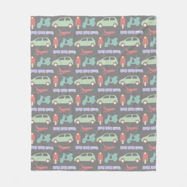 Couverture Polaire Modes colorés de transport Icônes de voyage Motif (Devant)