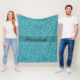 Couverture Polaire Modifier le nom du texte Grand-mère Bleu Turquoise