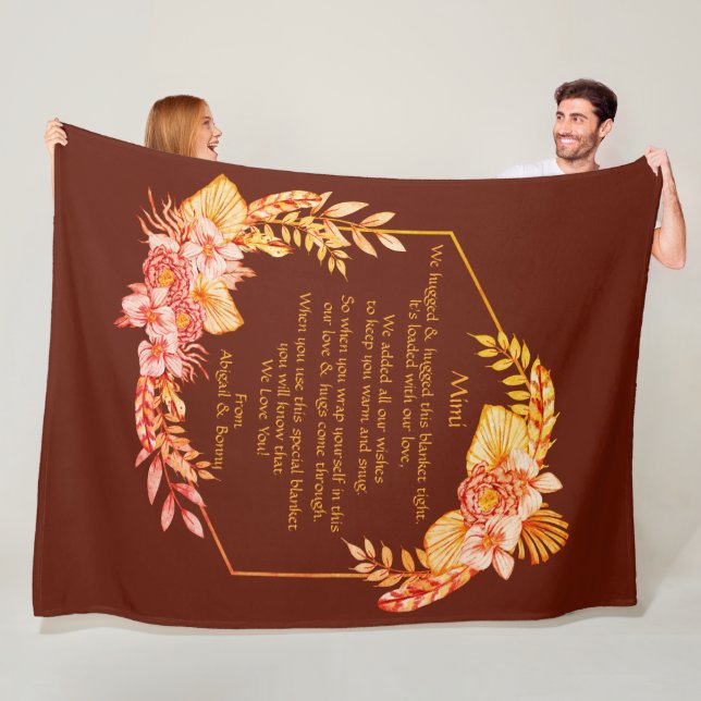 Couverture Polaire Modifier le texte Ajouter le nom Boho Flower Frame (En situation)