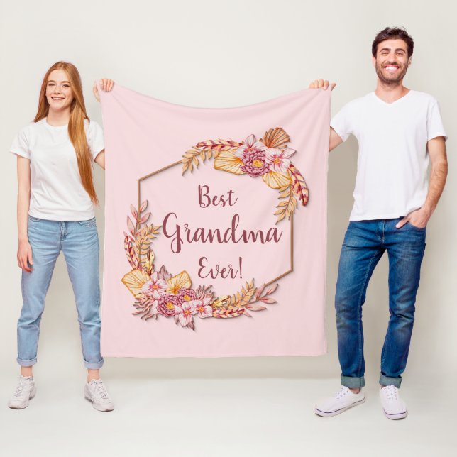 Couverture Polaire Modifier le texte Ajouter le nom Boho Flower Frame (En situation)