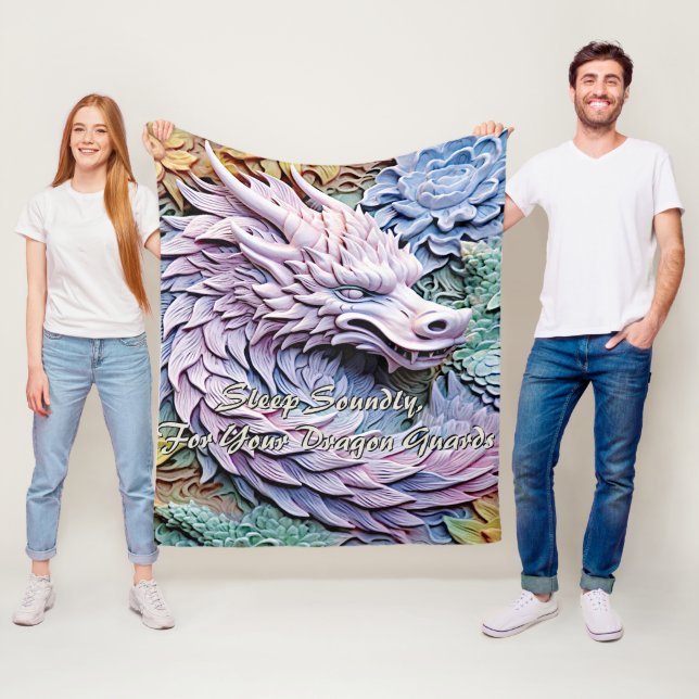 Couverture Polaire Modifier le texte, Soft Pastels 3D Effect Dragon 5 (En situation)