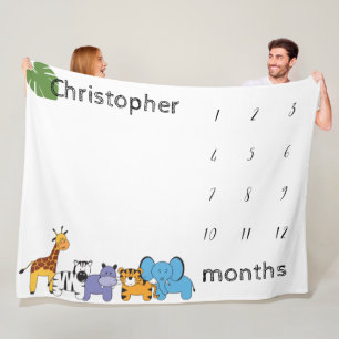 Couverture Polaire mois clés personnalisés de Safari Baby