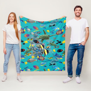Couverture Polaire Molokini Cove Hawaiian Tropical Fish Sea Turtle