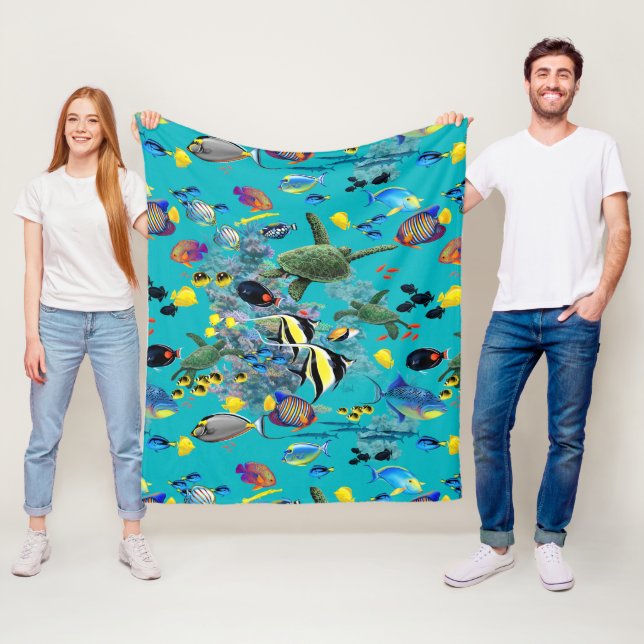 Couverture Polaire Molokini Cove Hawaiian Tropical Fish Sea Turtle (En situation)