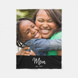Couverture Polaire Mom Established Black Modern Script Photo
