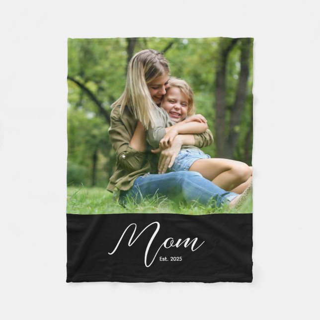 Couverture Polaire Mom Established Black Modern Script Photo (Devant)
